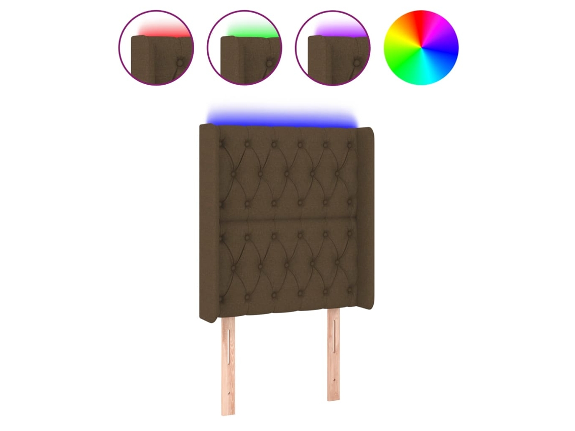 Cabeceira de Cama com Luzes Led Tecido Castanho MAISON EXCLUSIVE (83x16x118 cm)