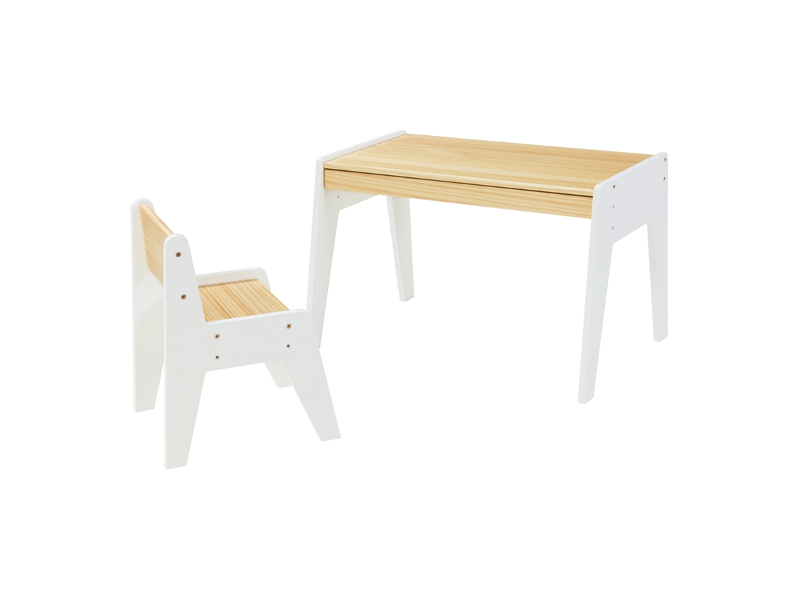 Conjunto de mesa e cadeira para crianças Skinnskatteberg - Natural/Branco [EN.CASA]