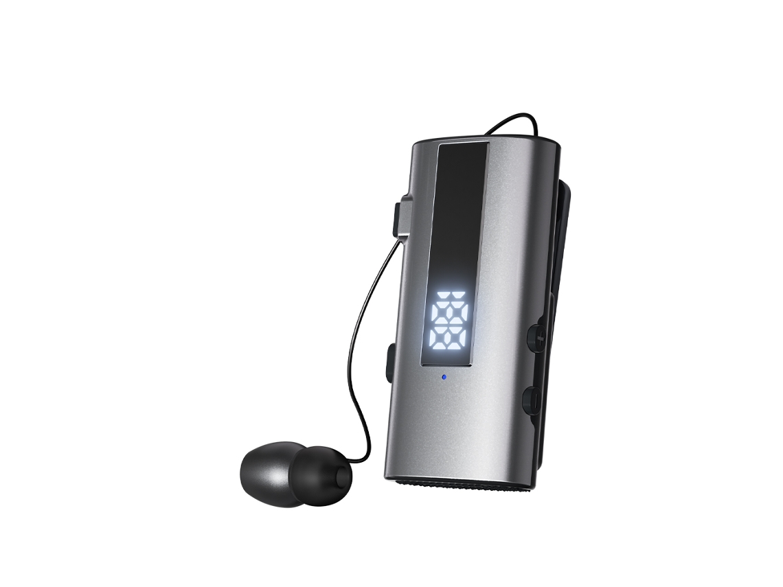 Fone de Ouvido Bluetooth MDUG de Lapela com Microfone e Vibração (cinza)
