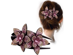 Pinça De Cabelo De Flor Dupla Com Brilhantes Brilhantes