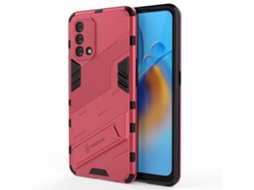 Capa Híbrido Para Oppo Oppo A74 4g Pele Sintética Anti-choque Rosa