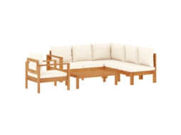 Maison Exclusive - Conjunto de Sofá de Jardim 5 Peças com Almofadões Acácia Maciça