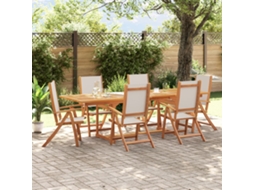 Conjunto 7 Peças De Jantar Para Jardim Acácia Maciça E Textilene Dkd Home Decor