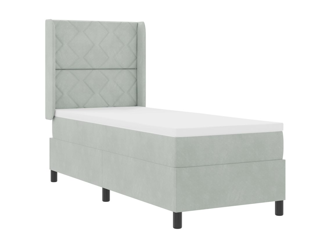 Cama Box Com Colchão & Luz Led Cinza Claro Vidaxl Veludo (80x200 Cm)