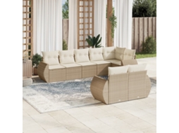 Vidaxl 8 Pcs Conjunto de Sofás P/ Jardim com Almofadões Vime Pe Bege