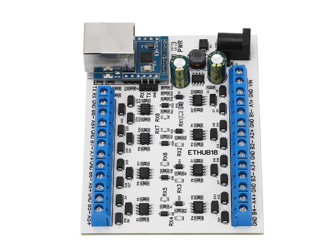 Conversor Hub Rj45 Para 8 Rs485 Com Proteção Contra Surto Tvs, 115200bps, Para Monitoramento De Segurança, Dc7‑30v