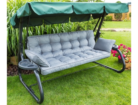 Almofada de balanço Hollywood, almofada de balanço de jardim, almofada de banco com encosto - Largura 180 cm - Cinza claro