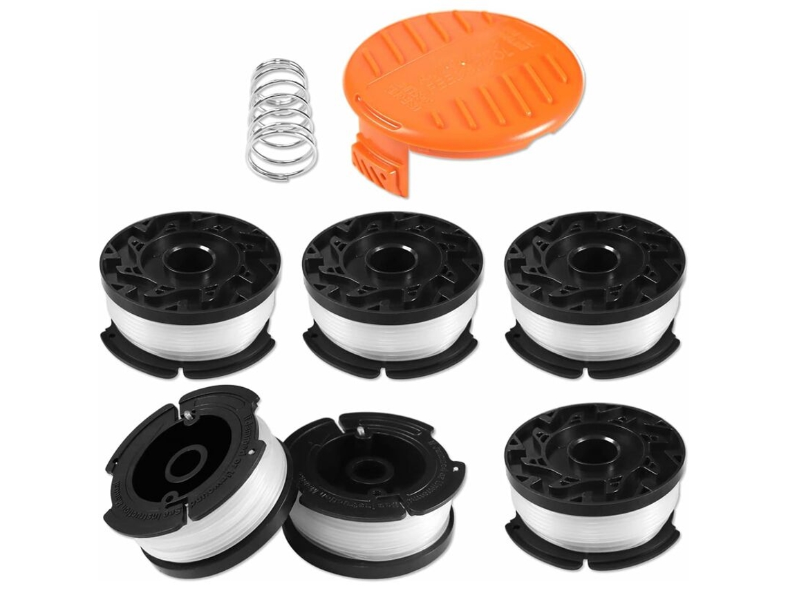 Kit com 6 Carretéis de Fio para Aparador de Grama AQUAFORGE, compatível com Black+decker