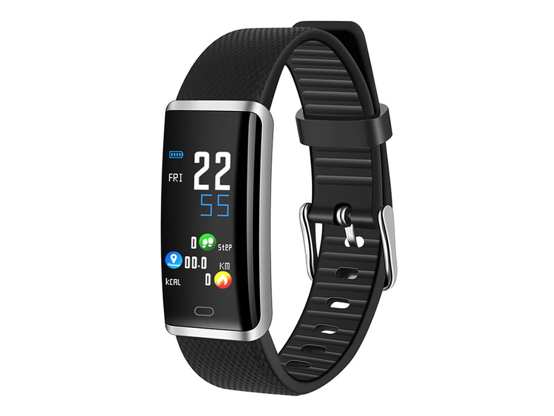 Pulseira inteligente R9, preto e prata, à prova d'água