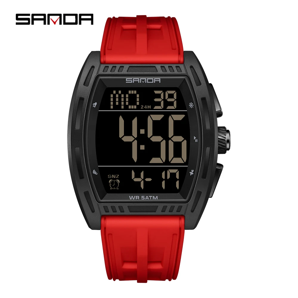 Relógio Masculino Eletrônico Moderno (vermelho) Com Funções De Pulso.