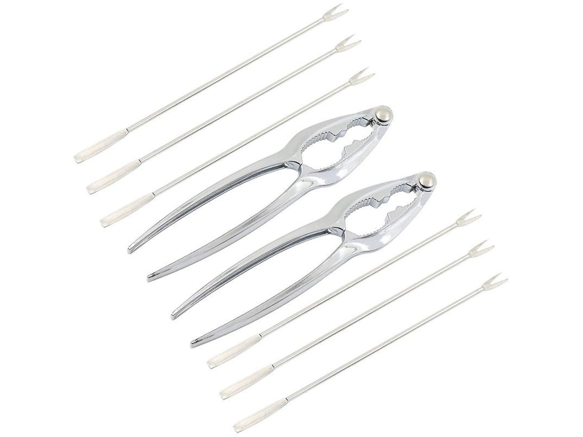 Kit De Ferramentas Para Mariscos - 2 Cascanueces E 6 Garfos De Aço Inoxidável Para Caranguejos E Mariscos
