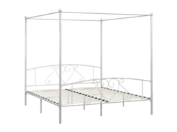 Estrutura de Cama com Dossel Metal 200x200 Cm Branco MAISON EXCLUSIVE