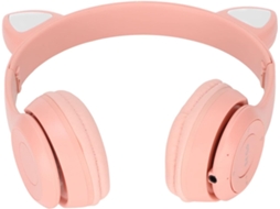 Fones De Ouvido Bluetooth Alomejor Fofos Para Crianças, Com Design Dobrável De Orelhas Gato, Luzes De Led E Alto Falante