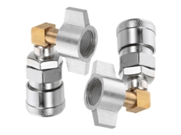 Conjunto De 2 Conexões Pneumáticas De Desconexão Rápida Em Liga De Prata Com Cotovelo.