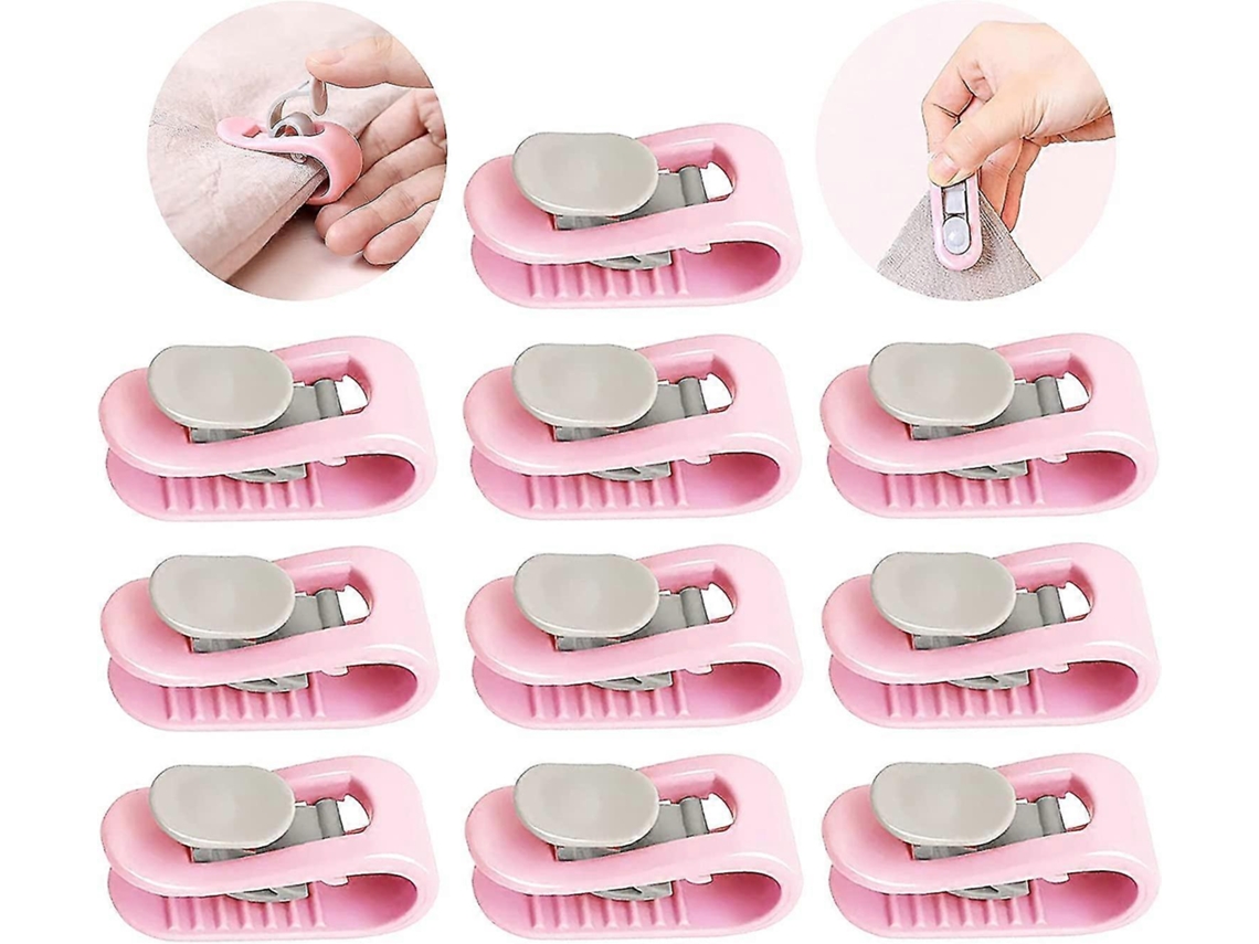 Lurelia Fivelas Para Lençol Sem Agulha Antiderrapante Elástico Resistente 10 Peças Abs Rosa Edredom Colcha Cobertor