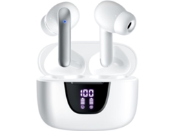 Ouvintes Sem Fios Bluetooth V5. 3 Tempo de reprodução 45 horas Ecrã Led Bluetooth Dispositivos de audição com controle de microfone Gusshious (Recondicionado Marcas Mínimas)