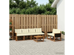 Vidaxl Conjunto De Sofás Para Exterior 7 Unid. Natural E Creme