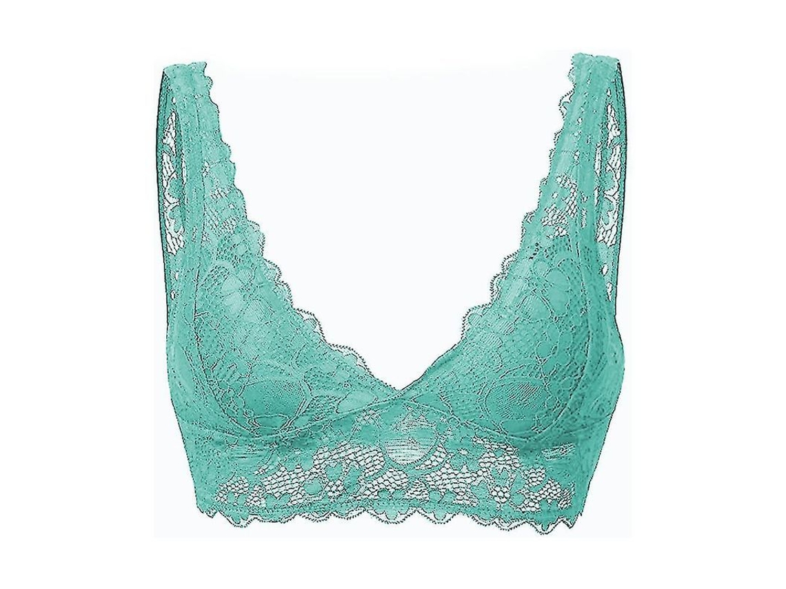 Sujetador Sin Armadura Con Encaje Floral Escote Profundo Sexy Y Espalda Hermosa Para Mujer 75c Ya Green