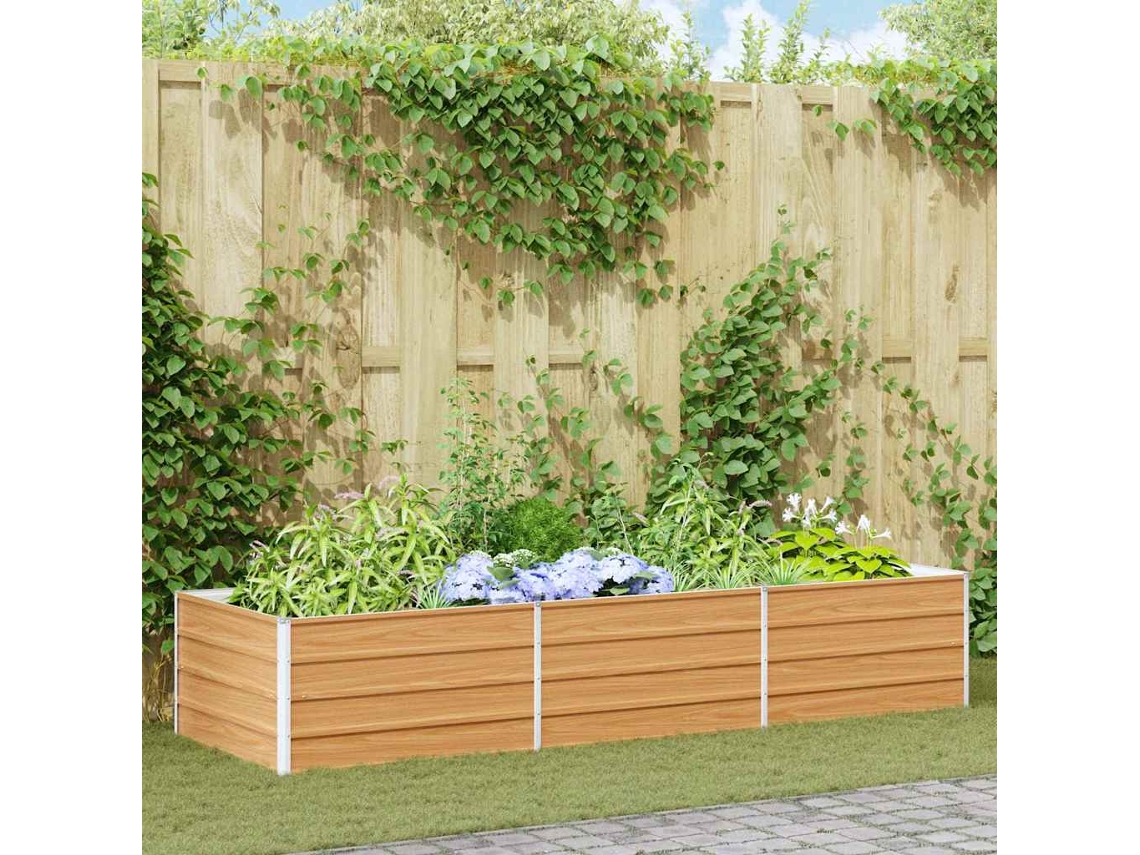 Vidaxl Canteiro De Jardim Elevado Marrom Claro 240 X 80 X 45 Cm