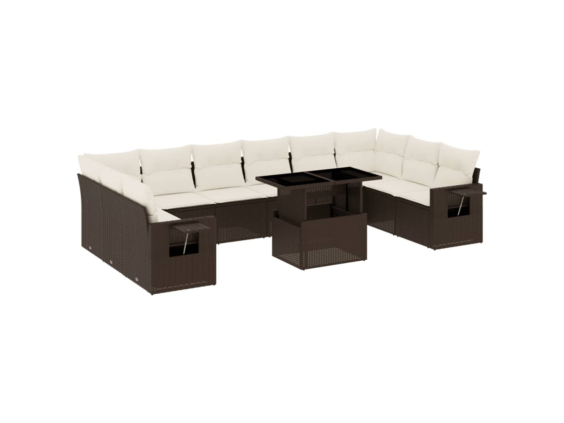 Conjunto de 11 Sofás de Jardim C/ Almofadões Vime Pe Castanho MAISON EXCLUSIVE (11 pcs)