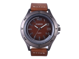 Relógio masculino de quartzo com pulseira de PU, estilo casual e moderno, Zhoulianfa P13, cor café.
