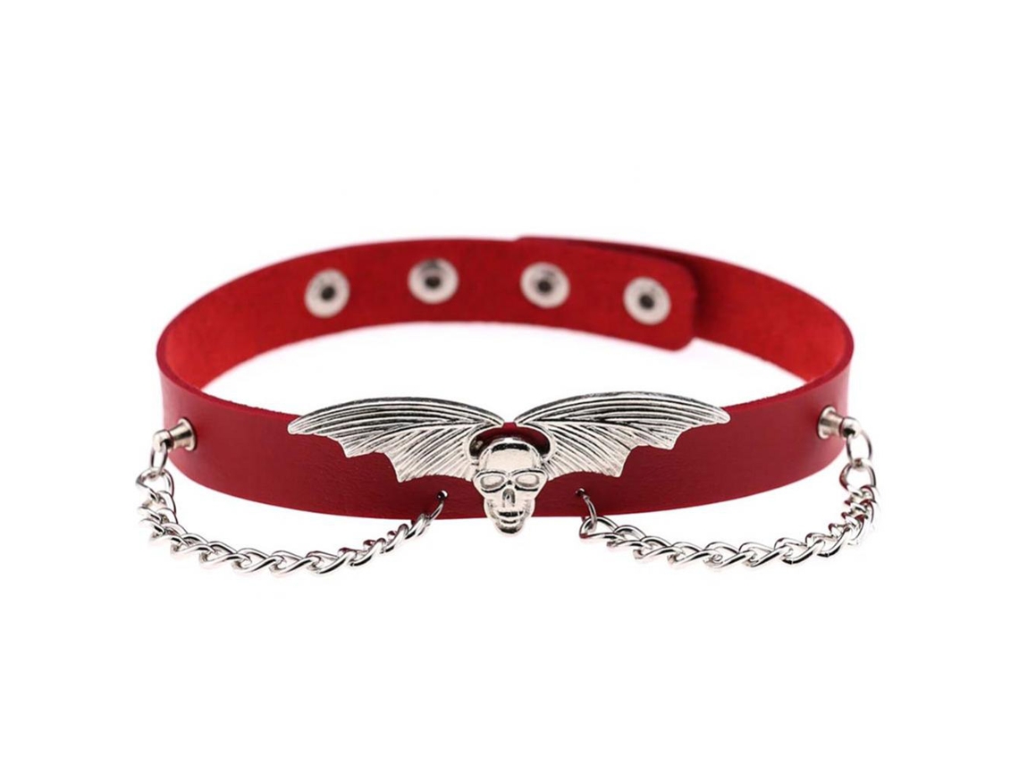 Colarinho De Couro Vermelho Estilo Western Punk Da Laxiscreed Para Mulheres