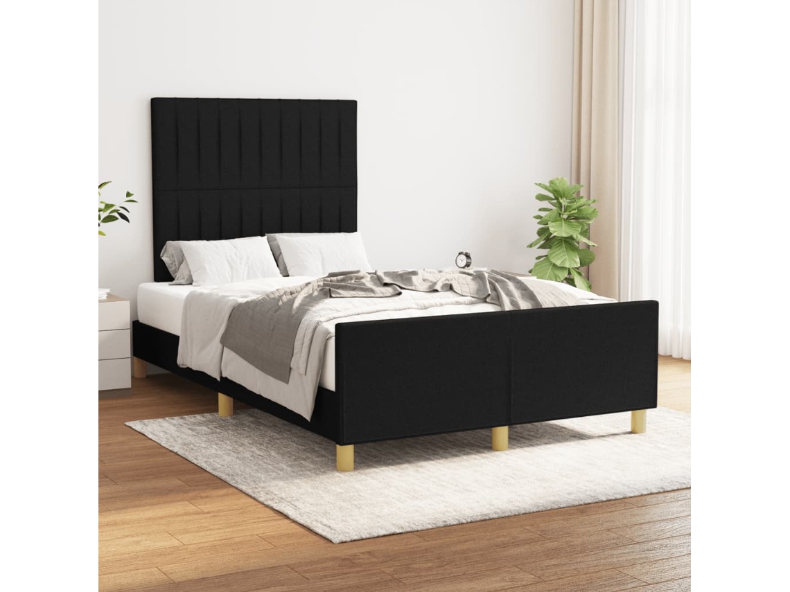 Vidaxl Estrutura De Cama Sem Colchão Preto 120x190 Cm Tecido