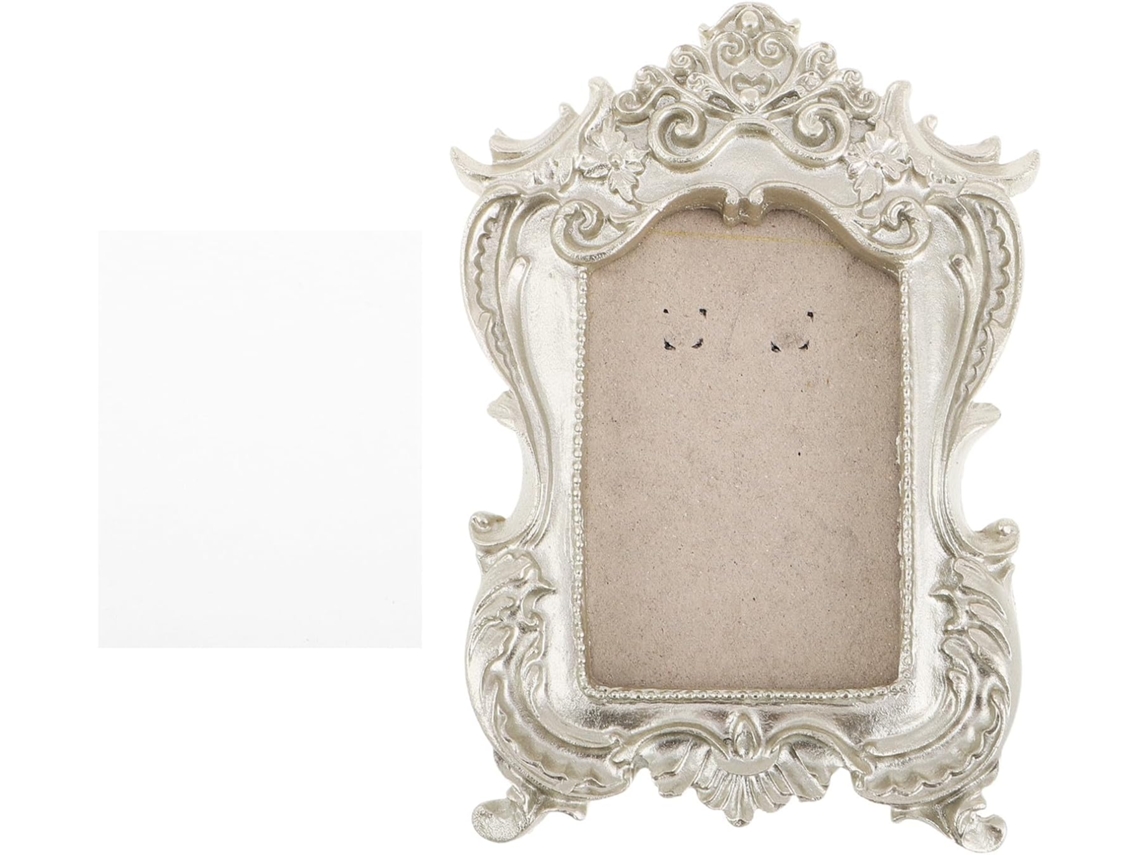 Porta Retratos Retrô Vintage Resina Prateada Design Exclusivo Exibição Joias Acabamento Impecável Ideal GOKOCO