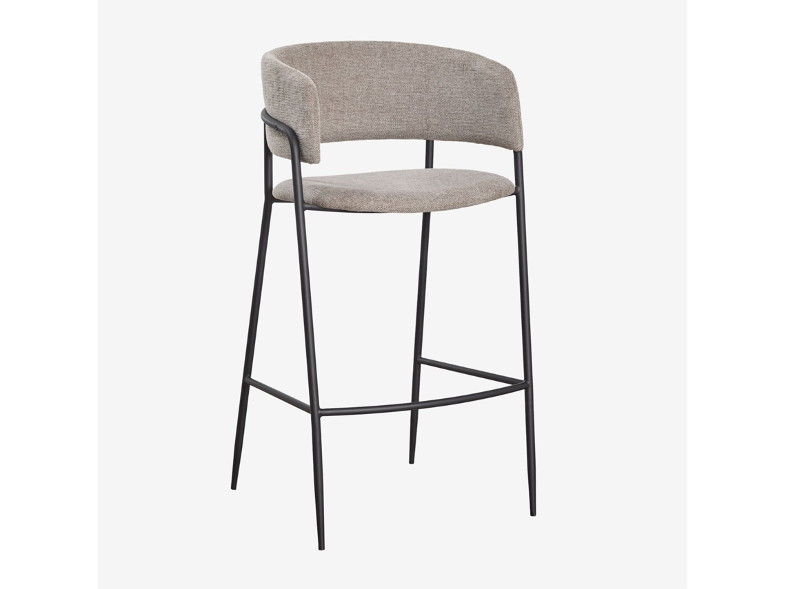 Sklum Pack De 2 Bancos Altos Estofados Nalon Poliéster    Negro      ↑75 Cm             Tecido Castanho Areia