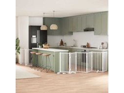 Vidaxl Portão P/ Cães Com Porta Dobrável 15 Painéis 750cm Álamo Branco