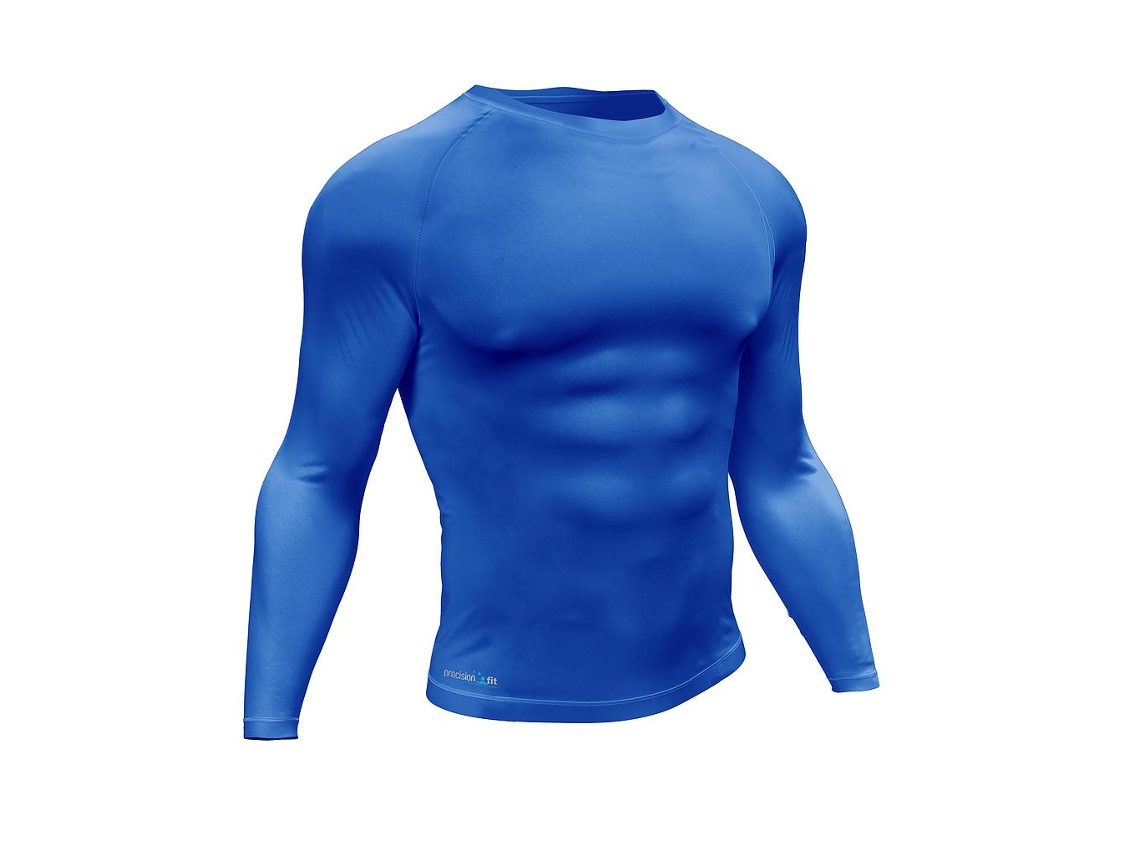 Camiseta Térmica Esportiva Precision, Manga Longa, Azul, Tamanho Adulto M.