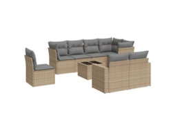 Conjunto de 9 Sofás para Jardim com Almofadões Vime Pe Bege MAISON EXCLUSIVE (90x200 cm)