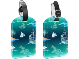 Conjunto De 2 Etiquetas Bagagem Com Alça Segurança Bolsas, Malas E Bagagens, Verde Aquarela