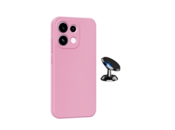 Kit Suporte Magnético Capa Proteção Silicone Gift4me Para Oppo Reno16 F 5g - Rosa