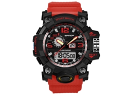 Relógio Eletrônico Multifuncional Sanda Resistente À Água Display Dual Esportivo Vermelho
