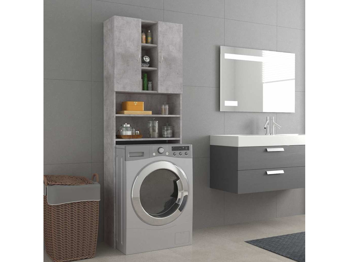 Vidaxl Armário Máquina De Lavar Roupa 64x25,5x190 Cm Cinzento-cimento