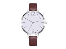 Relógio de Couro Simples Estilo Coreano Zhoulianfa Feminino de Negócio Café