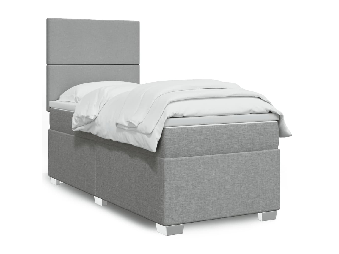 Vidaxl Cama Com Molas/colchão 90x190 Cm Tecido Cinzento-claro