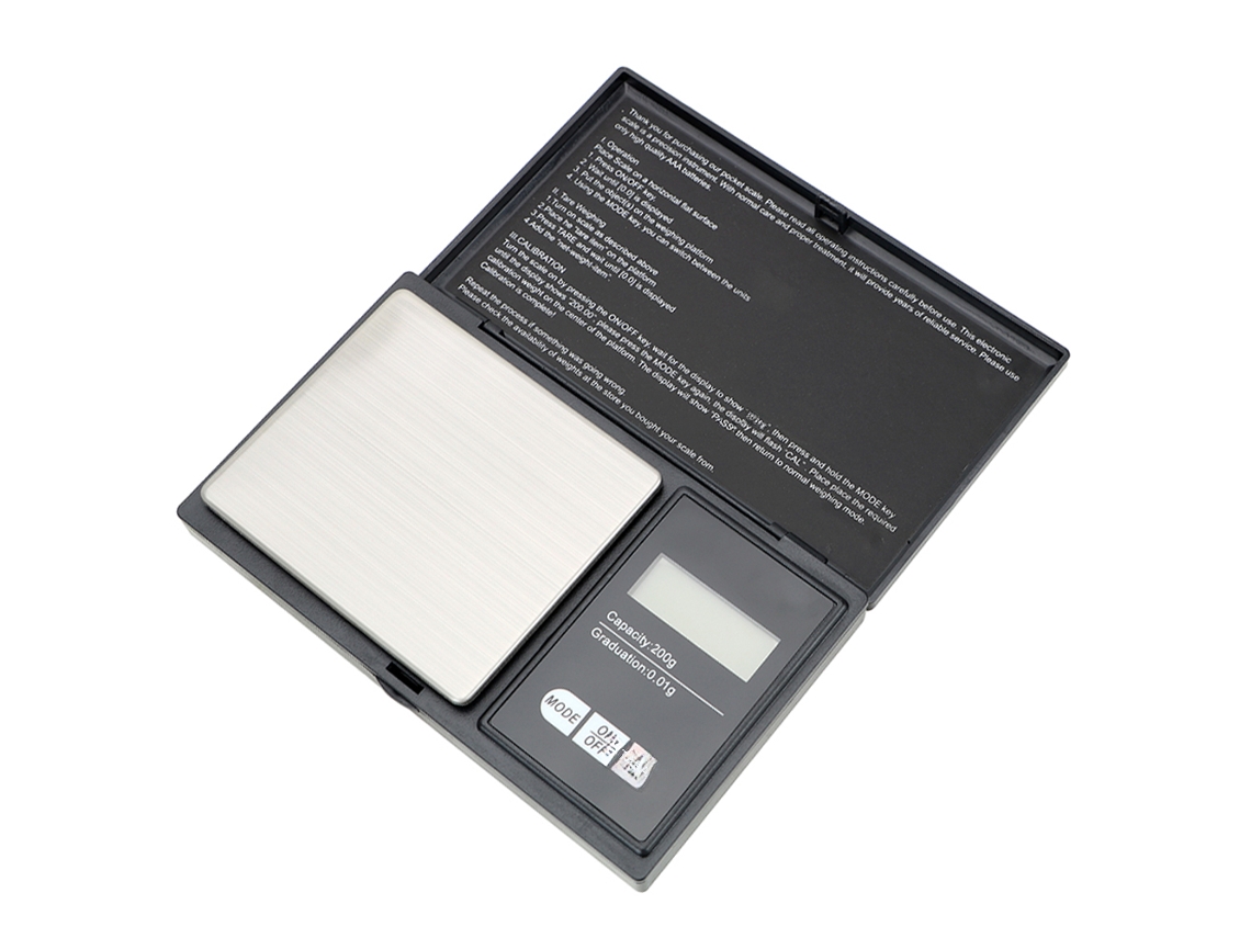 (1 Unidade, Preta) Mini Balança Eletrônica De Precisão Com Visor Lcd E Luz De Fundo, Faixa De Pesagem De 200g A 0,01g.