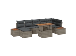 Conjunto 8 Conjunto De Mobiliário Exterior Vidaxl Cinzento Vime Pe (100 X 55 X 73 Cm)