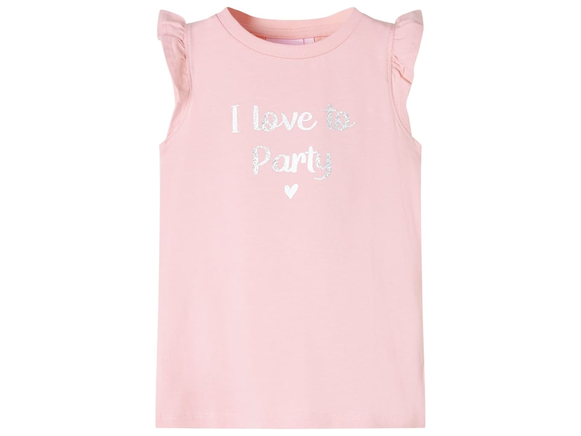 T-shirt Para Criança Manga Com Folhos Rosa-claro 116