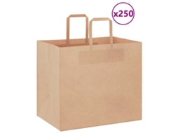 Vidaxl Sacos De Papel 250 Unid Com Alças Castanho 32x22x28 Cm