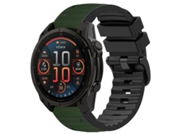 Bracelete para Garmin silicone e nylon híbrido com couro e liberação rápida, nylon verde exército e silicone XIAOMOYU