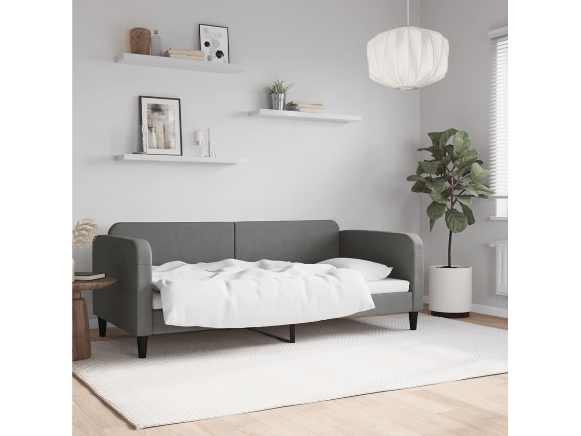 Sofá Cama De Solteiro Lovely Home Madeira Tecido Cinzento (90x190)