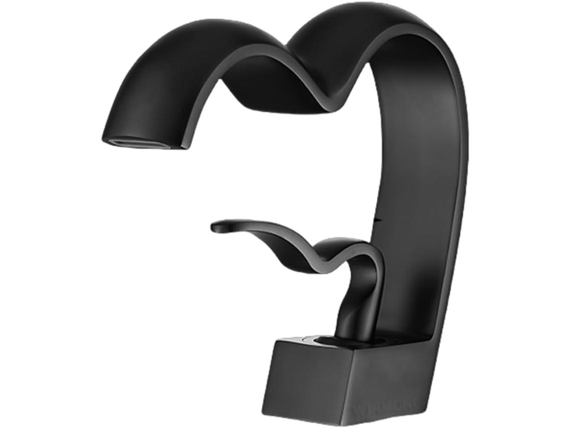 Torneira Misturadora Tipo Cascata Para Banheiro Em Latão (g3/8/preta) Para Água Quente/fria