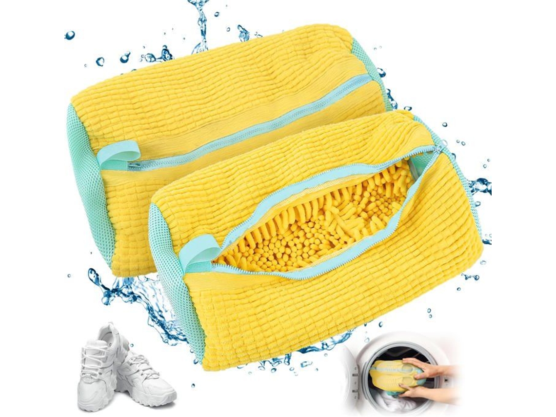 Saco para lavar sapatos com zíper amarelo BRILVIBERA