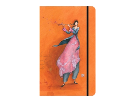Caderno A5 Pautado Capa Dura 96fl Aquarupella Com Elástico Flutiste 21704