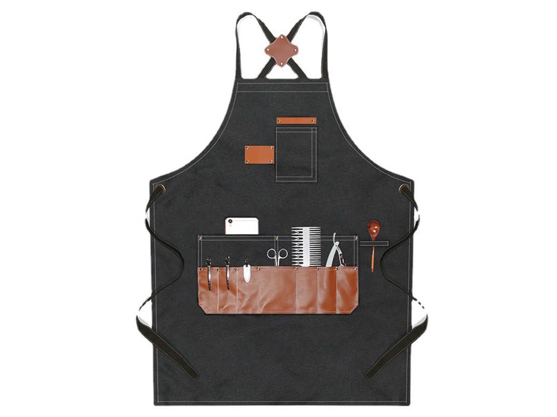 Avental de Barbeiro Preto Bolsos S/MARCA