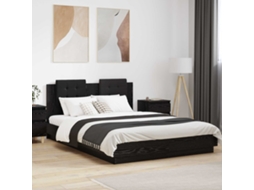Vidaxl Estrutura de Cama com Cabeceira Carvalho Preto 120 X 200 Cm