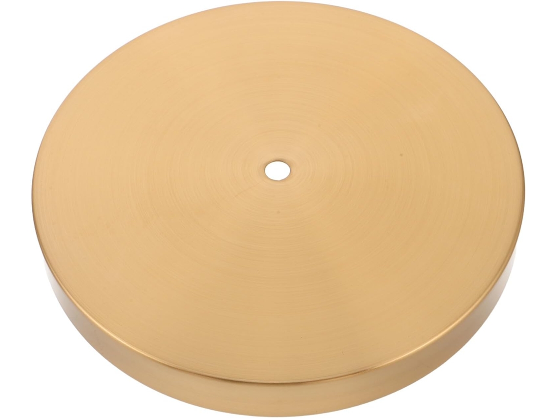 Base De Abajur Redonda Em Ferro Banhado A Ouro, 200x25mm, Decorativa E Estável.